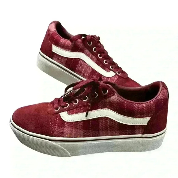 Vans Women's Ward Platform Trainers Sneaker, Plaid Mix Port, size 8.0 - Picture 1 of 7